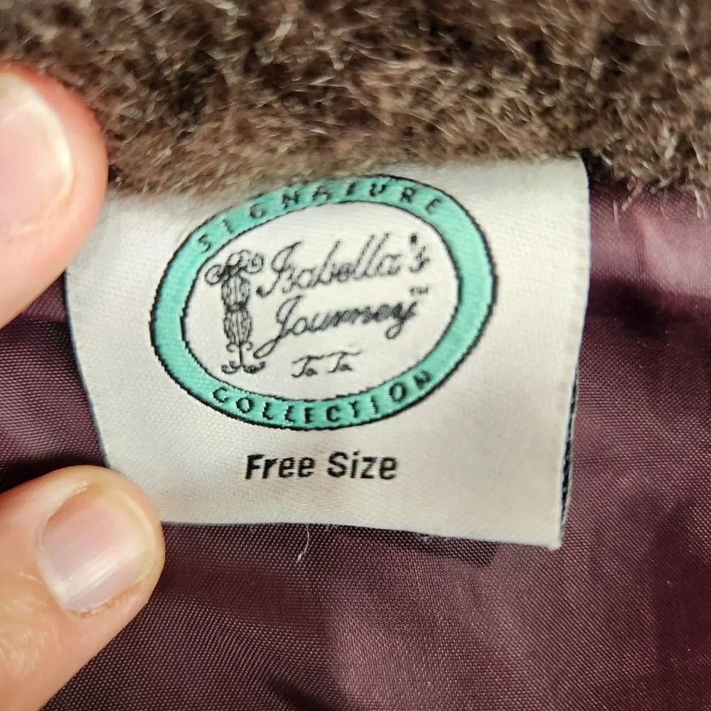 Tweed Cashmere Blend Jacket Faux Fur Trim Women Free Size Isabella's Journey - Picture 5 of 8